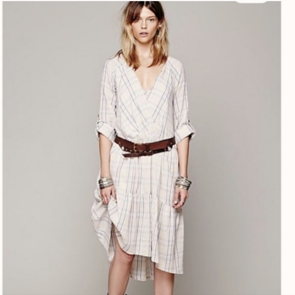 Free People Come as You Are Plaid Midi Dress L - Picture 5 of 17